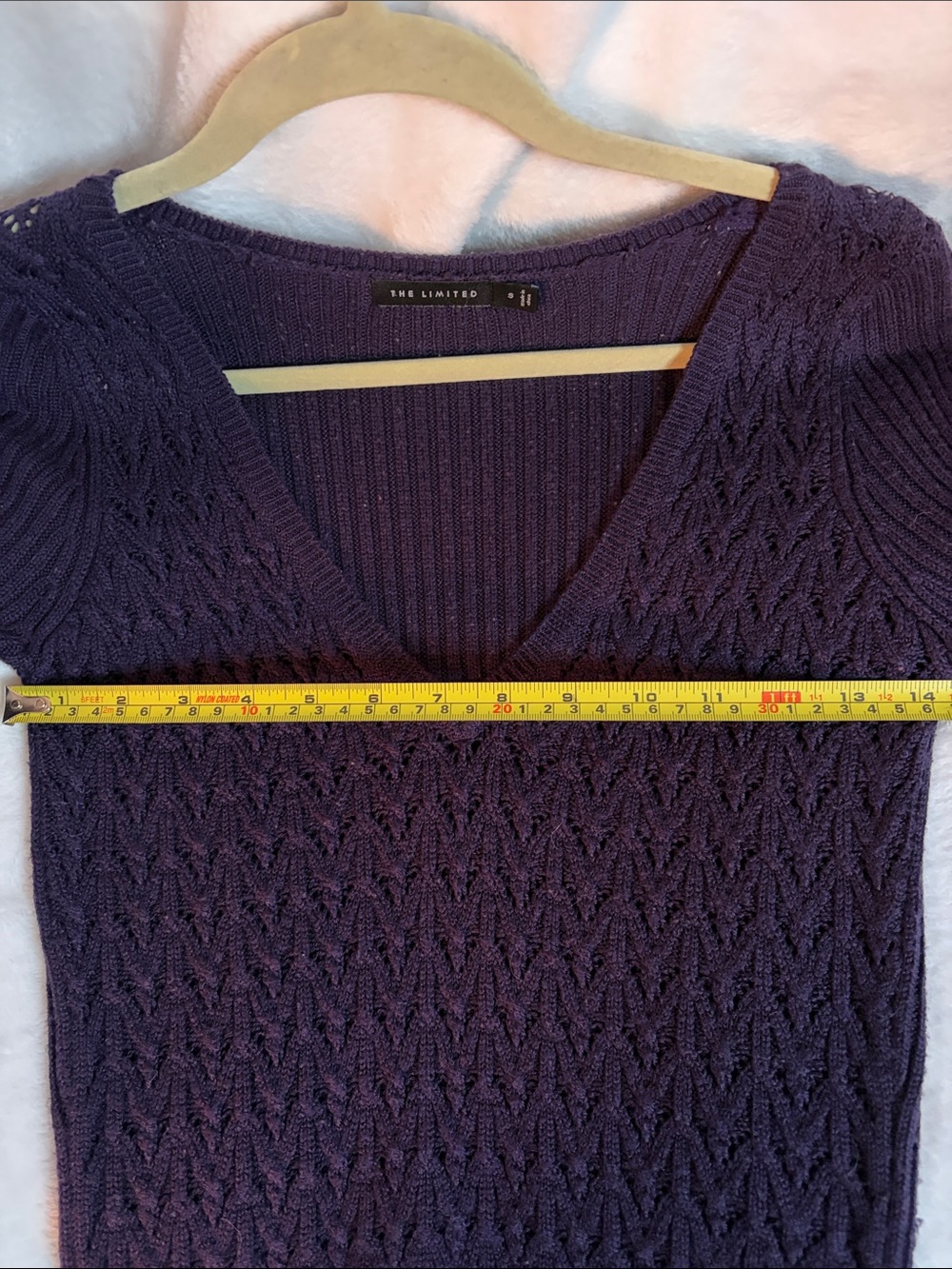 Vintage The Limited Dark Purple Wool V-neck Sweater - Women's Small - Picture 7 of 11